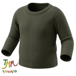 Remera manga larga con botoncito en el cuello color verde