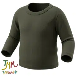 Remera manga larga con botoncito en el cuello color verde