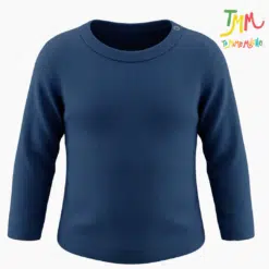 Remera manga larga con botoncito en el cuello color azul / jaspeado