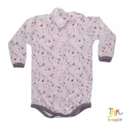Body manga larga 1/2 polera flores fondo rosa