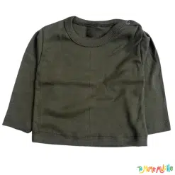 Remera manga larga con botoncito en el cuello color verde