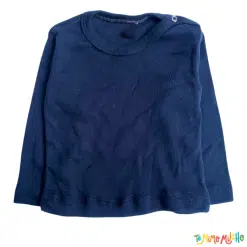 Remera manga larga con botoncito en el cuello color azul / jaspeado