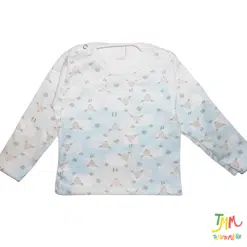 Remera manga larga con botoncito en el cuello ovejitas celeste