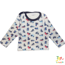 Remera manga larga con botoncito en el cuello autitos