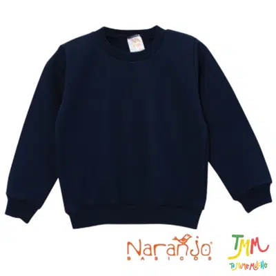 Buzo con puño cuello redondo azul marino NARANJO