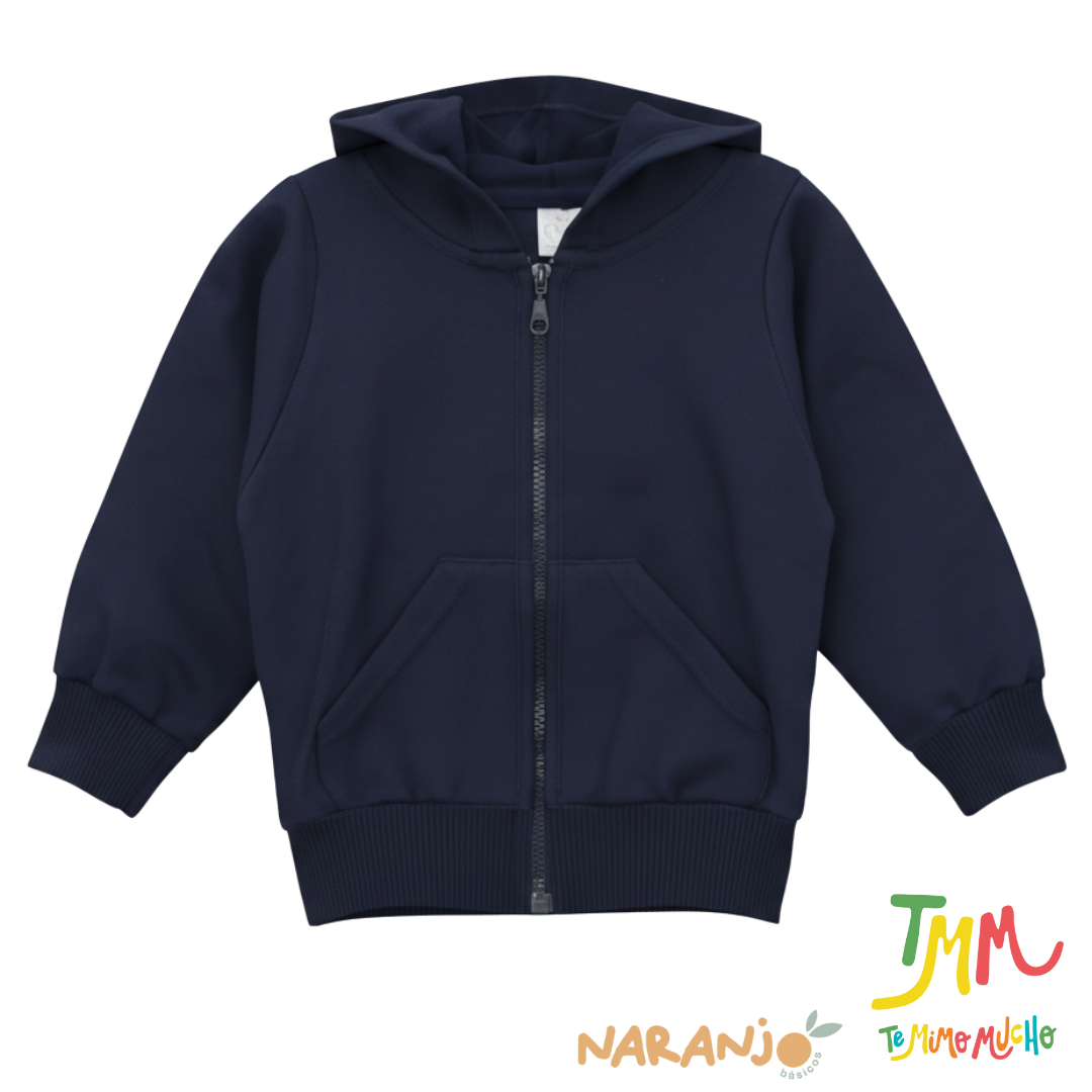 Campera con Capucha Azul Marino NARANJO