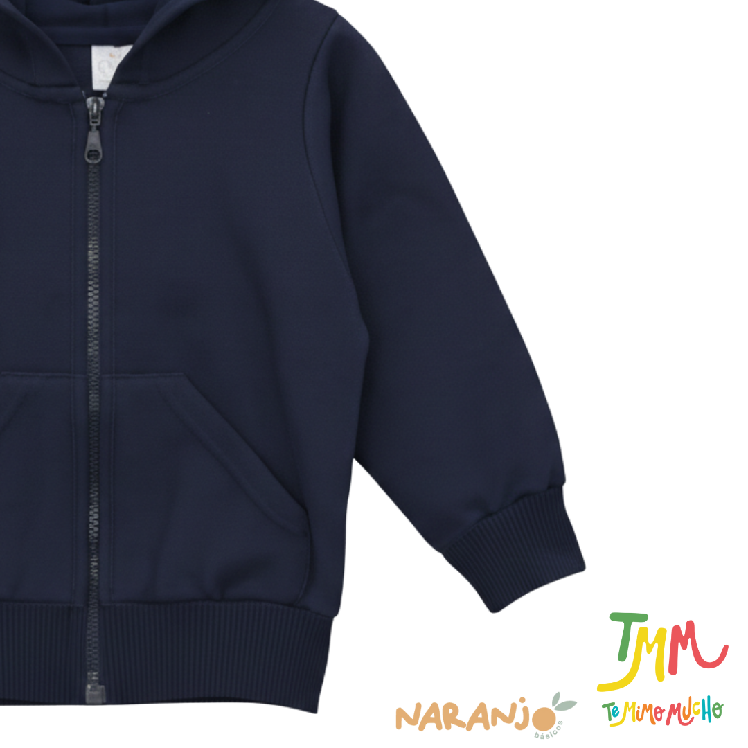 Campera con Capucha Azul Marino NARANJO - Image 2