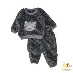 conjunto de peluche bordado gris
