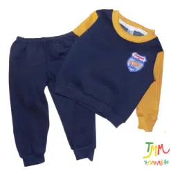 Conjunto buzo azul con mostaza y bordado