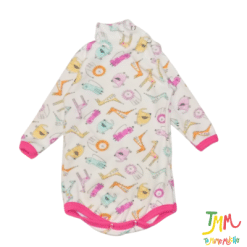 Body manga larga 1/2 polera dibujitos rosa