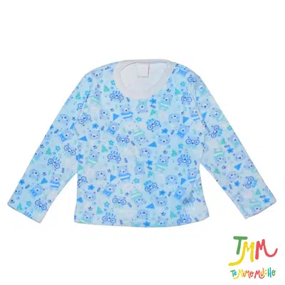 Remera manga larga ositos fondo celeste