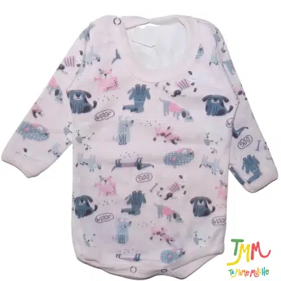 Body manga larga perritos rosa