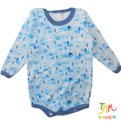 Body manga larga Talle especial dino azul