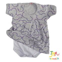 Body manga corta VESTIDO mickey gris