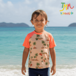 Remera con proteccion uv50 palmera naranja