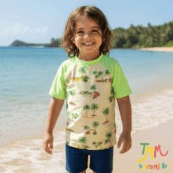 Remera con proteccion uv50 palmeras verde