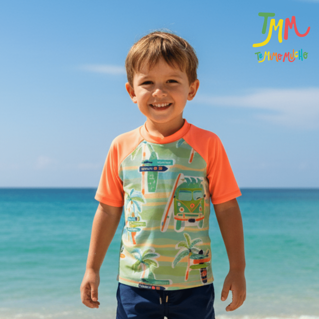 Remera con proteccion uv50 combi rosa