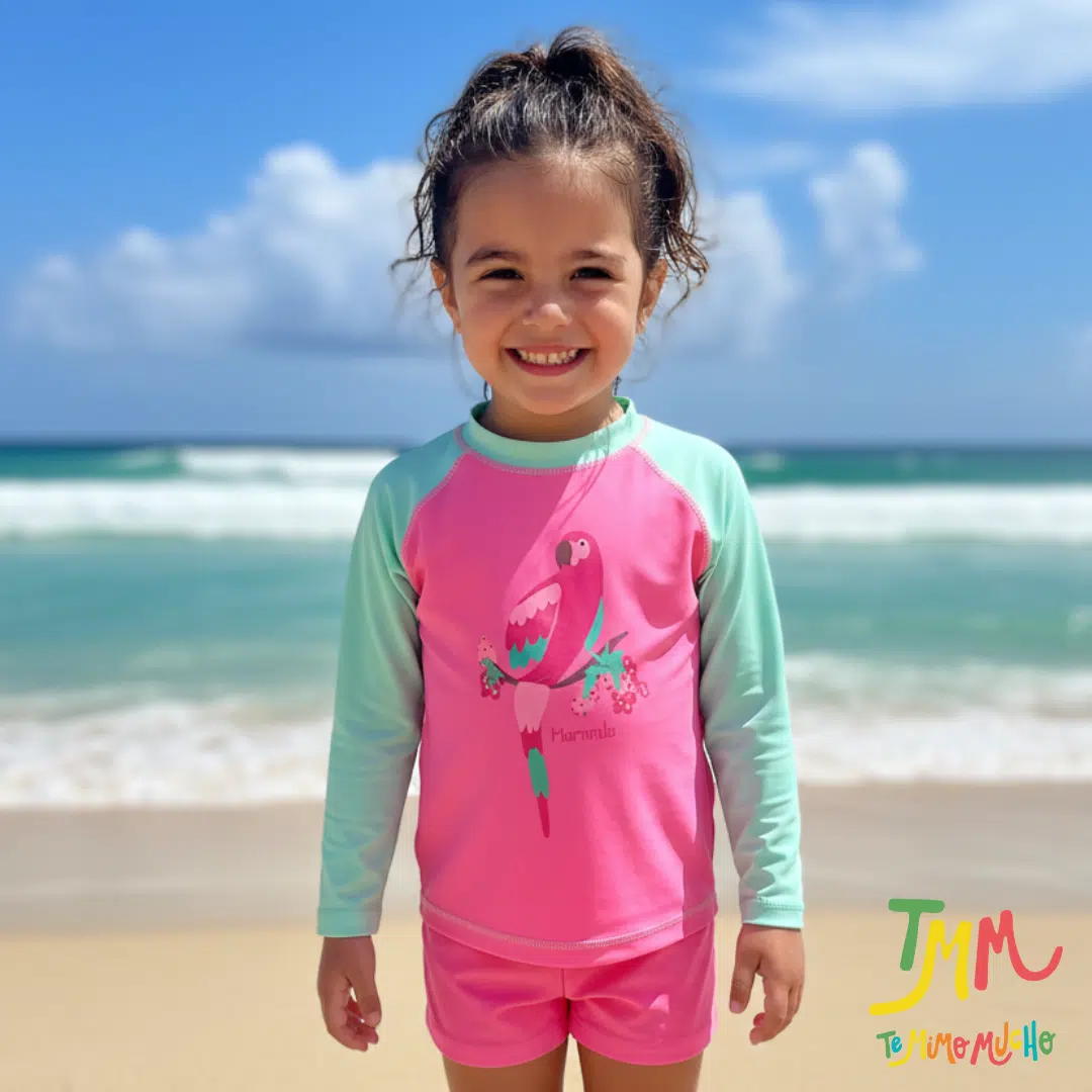 Conjunto UV 50+ NARANJO NENA TUCAN ROSA