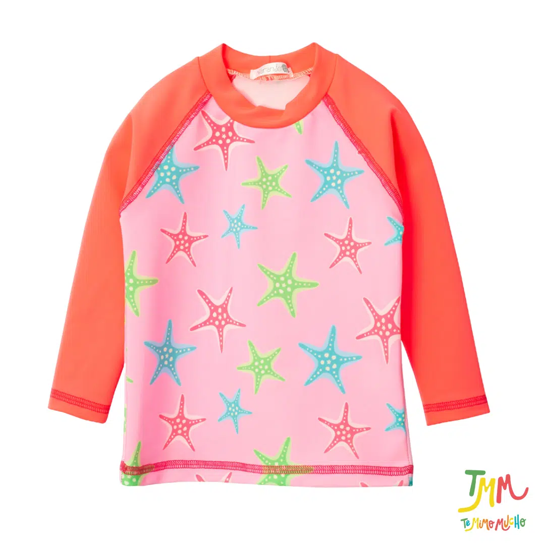 Conjunto malla proteccion uv estrellas NARANJO rosa - Image 2