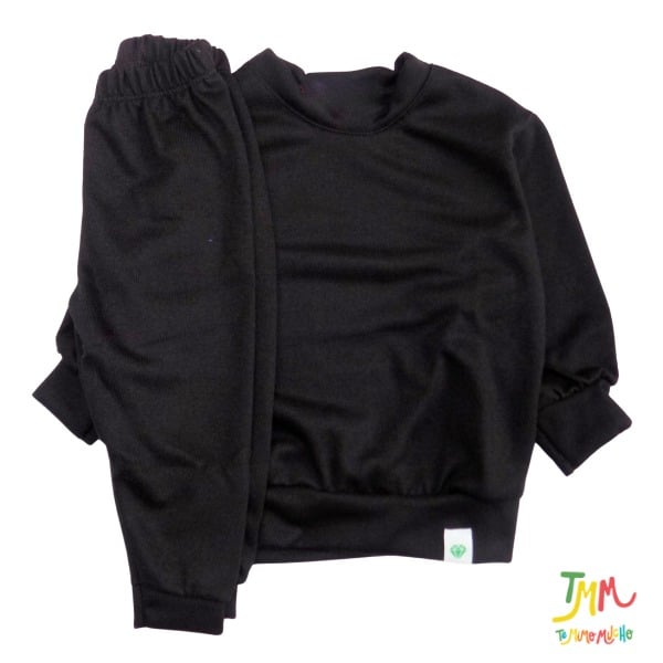 Conjunto de buzo y babucha lanilla negro / gris oscuro - Imagen 4