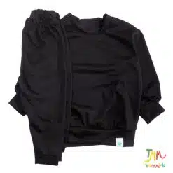 Conjunto de buzo y babucha lanilla negro / gris oscuro