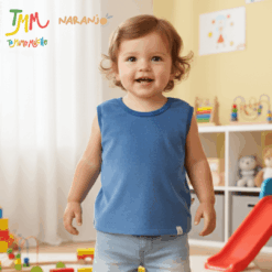 Chaleco Azul cuello americano polar Naranjo