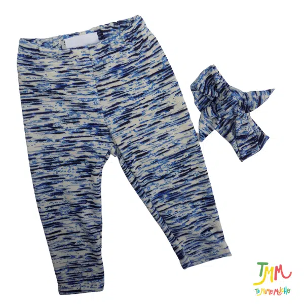 Conjunto de buzo y babucha lanilla  CON VOLADOS azul jaspeado - Image 2