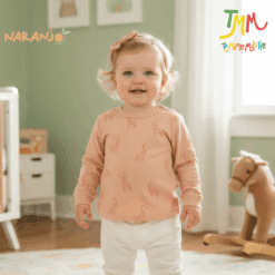 Remera manga larga NARANJO jirafa rosa