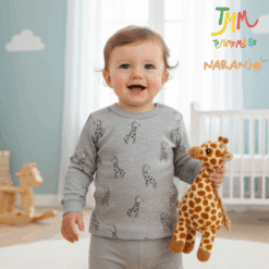 Remera Manga Larga NARANJO Jirafa Gris