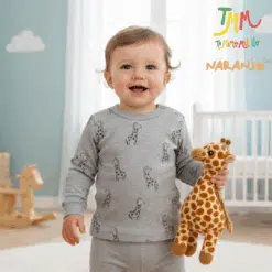 Remera Manga Larga NARANJO Jirafa Gris