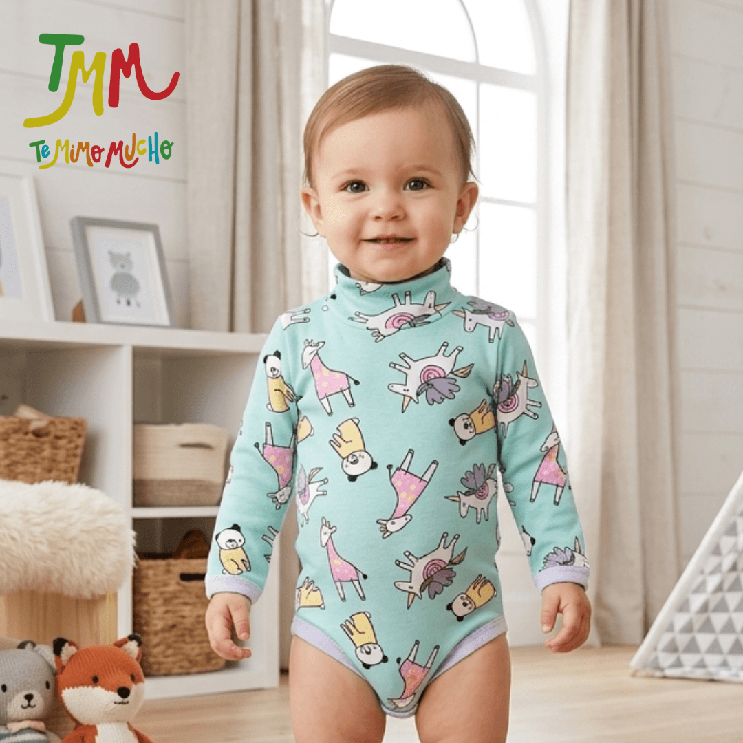 Body manga larga 1/2 Polera Unicornio Celeste