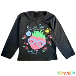 Remera manga larga Frutilla Negro