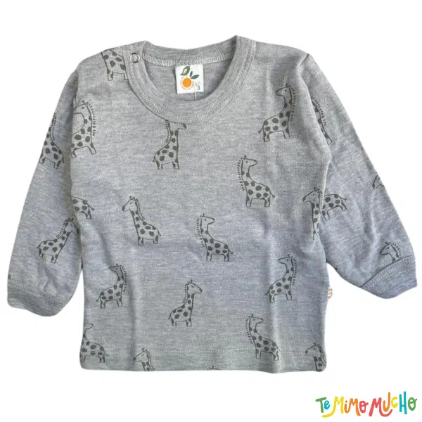 Remera manga larga NARANJO jirafa gris