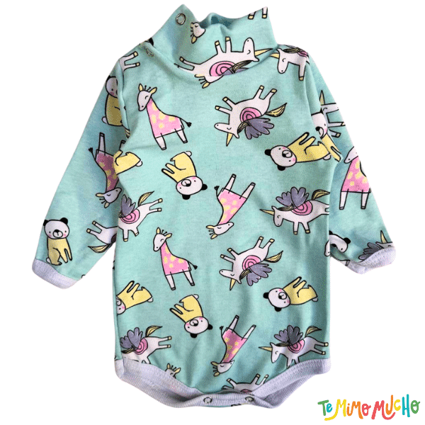 Body manga larga 1/2 Polera Unicornio Celeste - Image 2