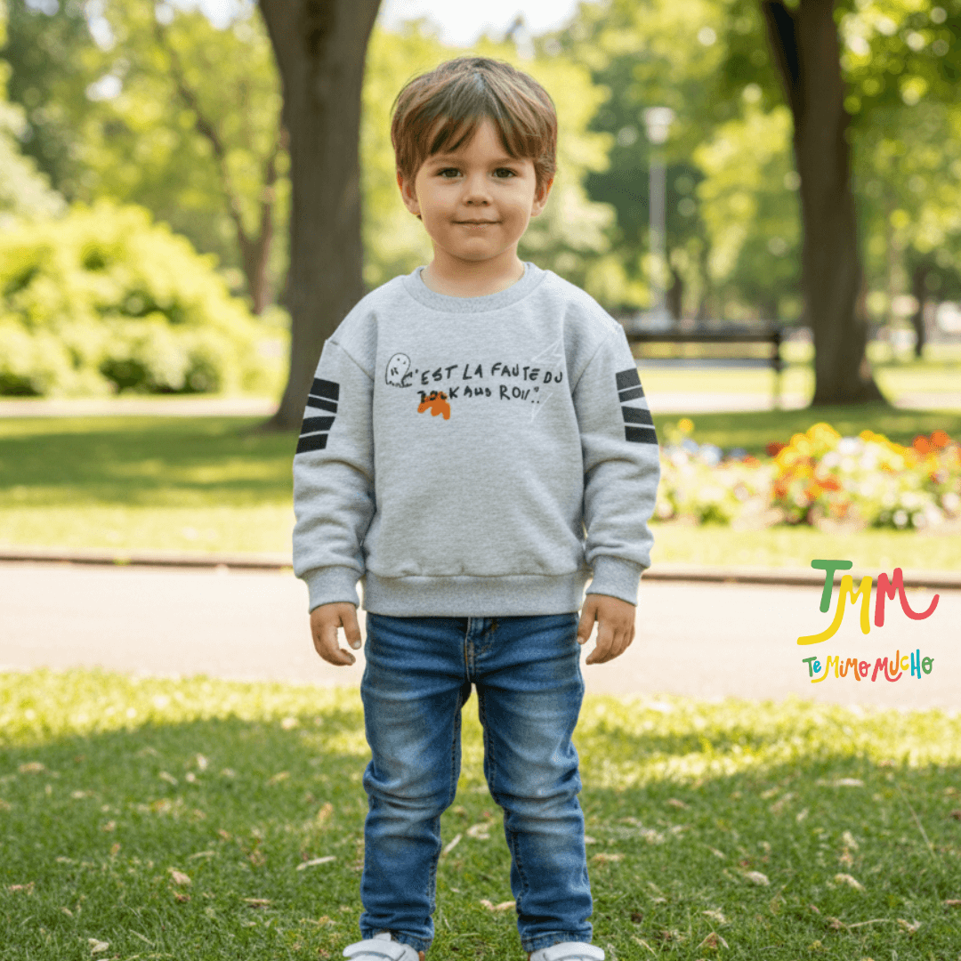 Buzo Naranjo Fantasma Gris Melange Nene