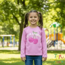 Remera Cherry Rosa Niña