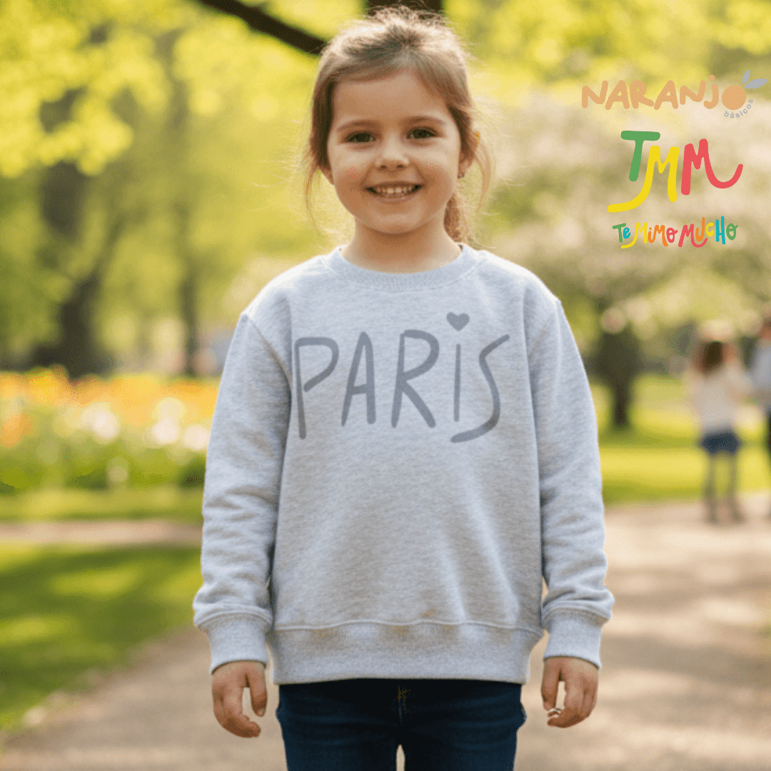 Buzo Naranjo Paris Nena Gris