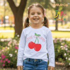 Remera Cherry Blanco Niña