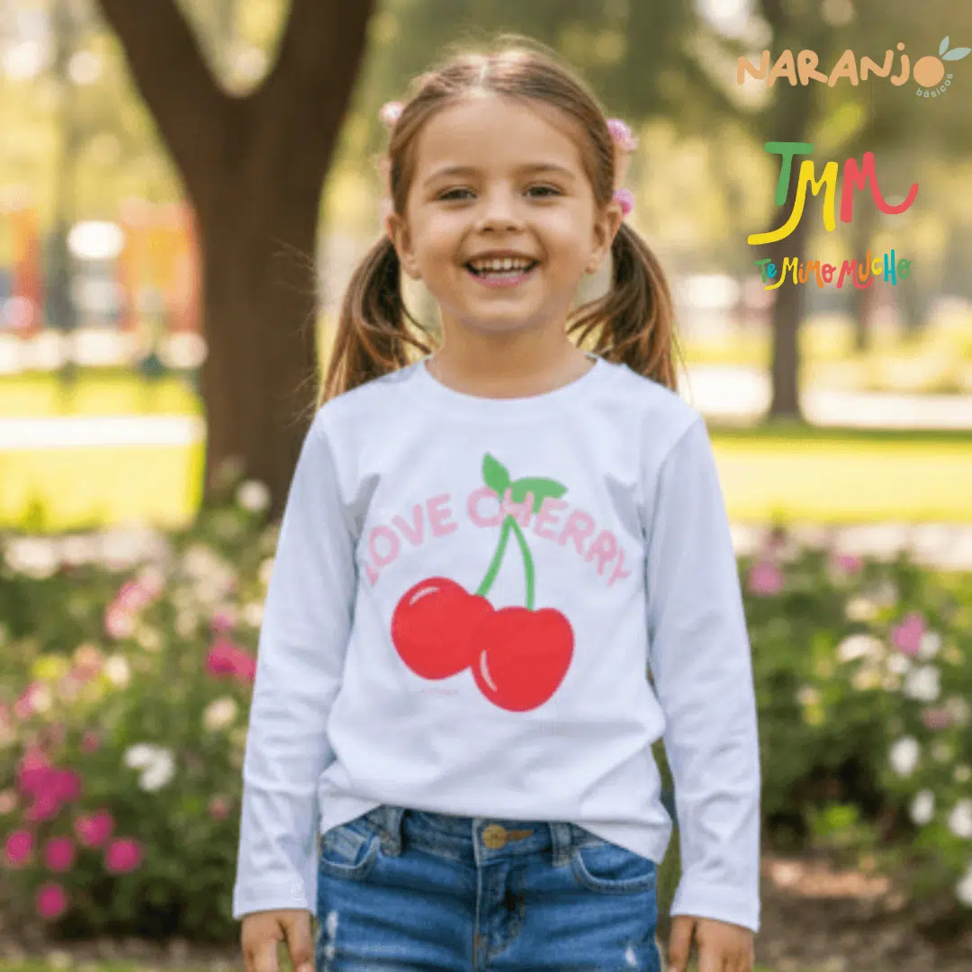 Remera Cherry Blanco Niña