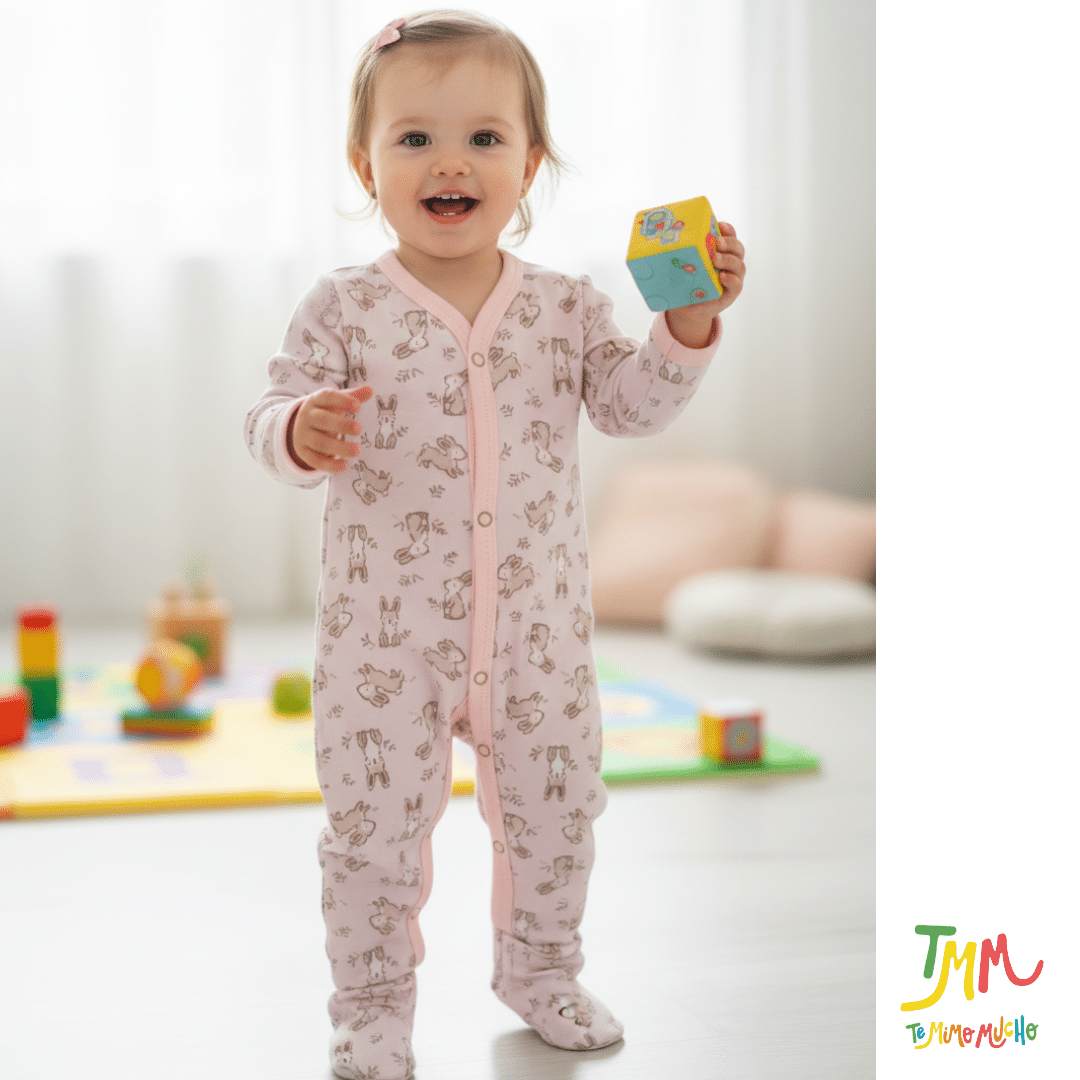 Enterito largo conejitos rosa/camel