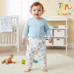 Pantaloncito Jirafas y Leoncitos Celeste