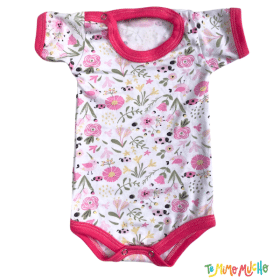 Body manga corta Flores fondo Blanco (flores verdes)