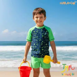 Conjunto UV 50+ Naranjo Niño Cactus con Verde