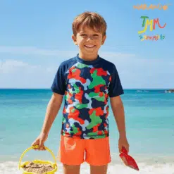 Conjunto UV 50+ Naranjo Niño Camuflado con Naranja