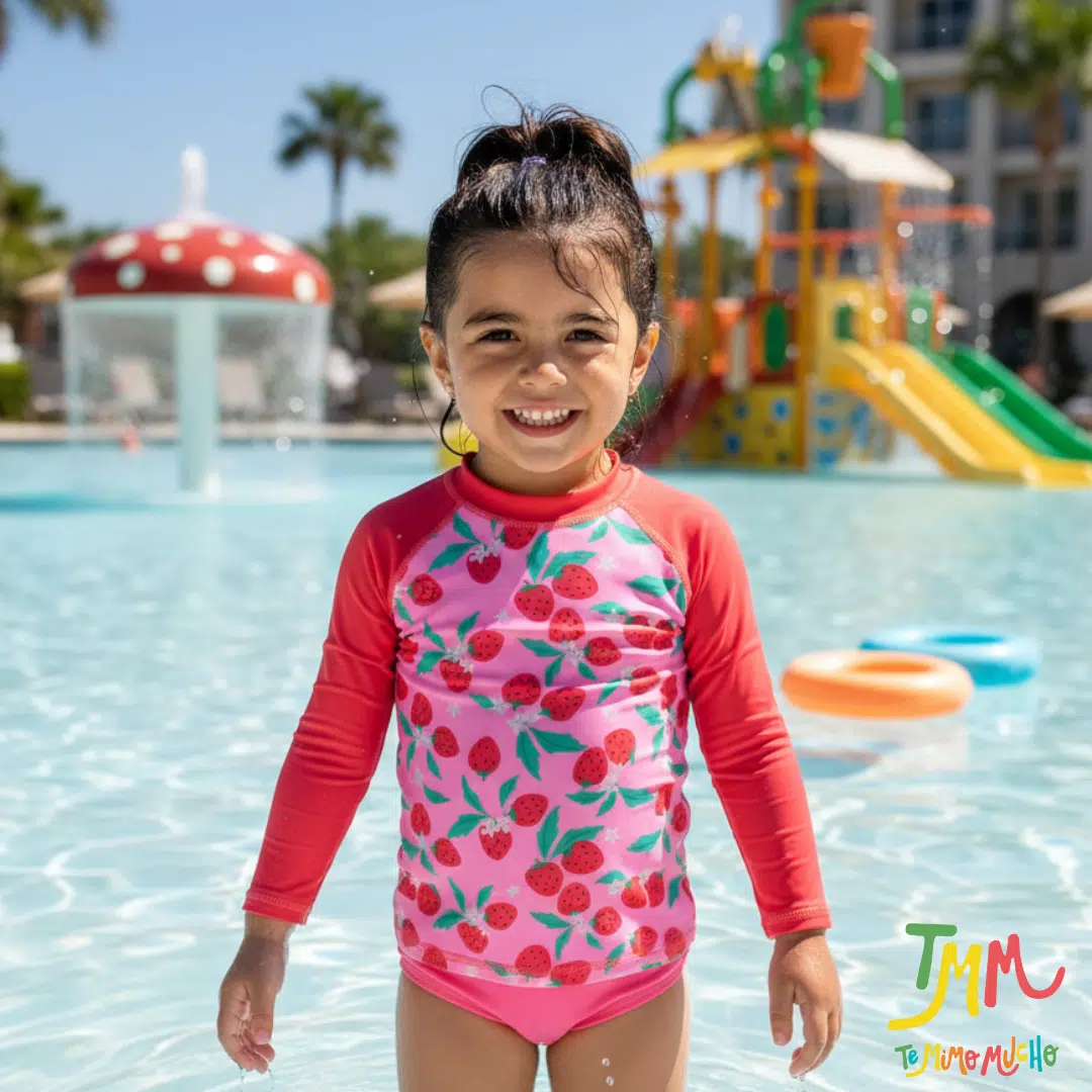 Conjunto UV 50+ Naranjo Niña frutillas