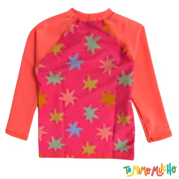 Conjunto UV 50+ Naranjo Niña estrellas coral - Image 4