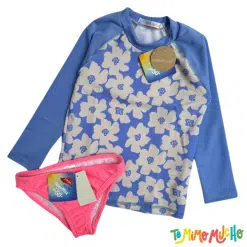 Conjunto UV 50+ Naranjo Niña flores rosa