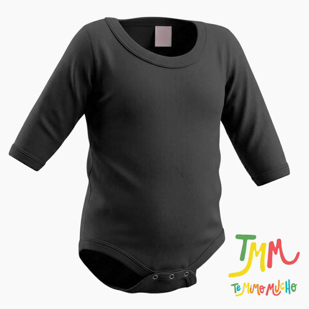 Body manga larga Liso Negro