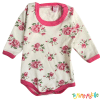 Body manga larga flores rosas fondo blanco