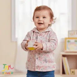 Campera algodon estampada florcitas rosa